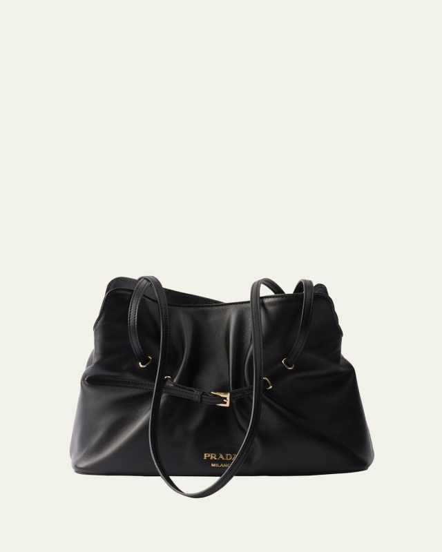 Slouchy Lambskin Leather Shoulder Bag